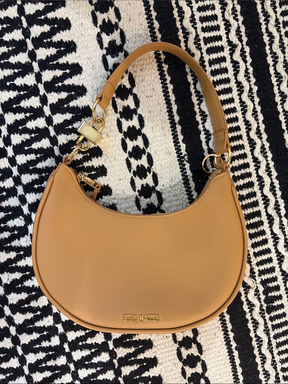 Steve Madden Camel Crescent Shoulder Bag with Gold Hardware